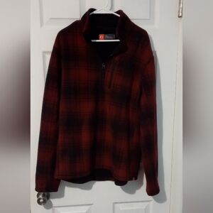 Classic Red and Black Plaid Quarter-Zip Sweatshirt